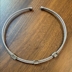 Silver Cable Choker Necklace